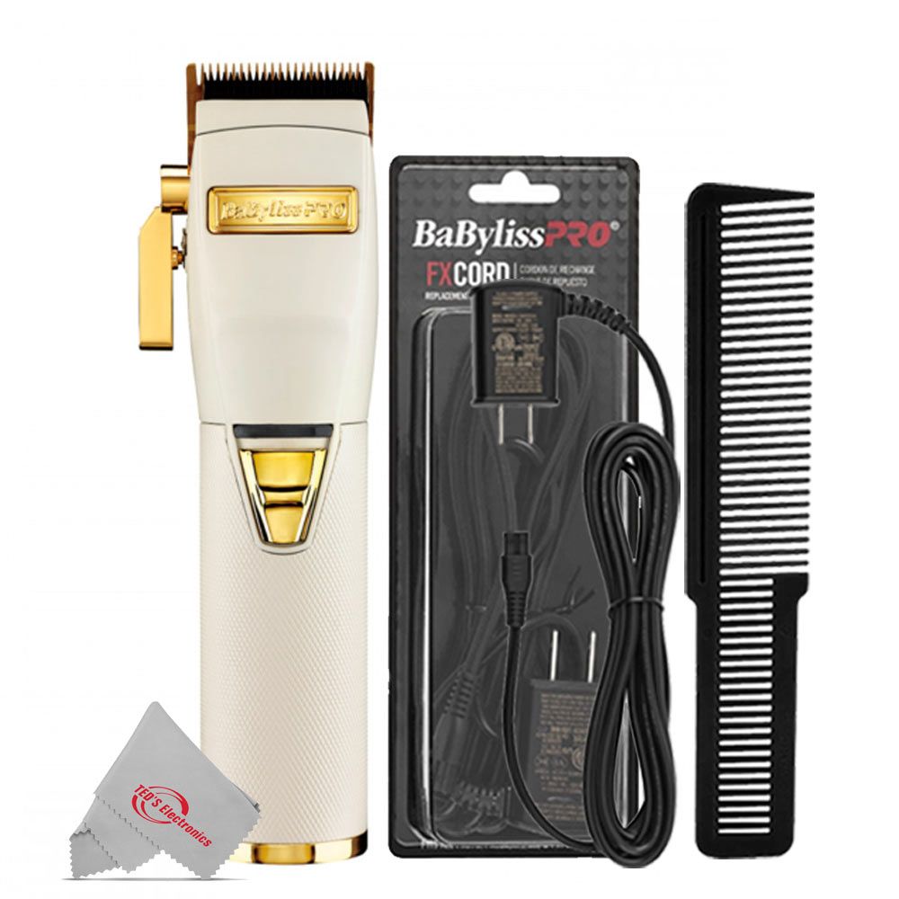 BaByliss PRO FX870W Cordless Clipper, White and rose gold 74108381637
