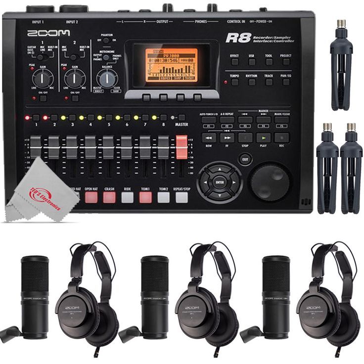 Zoom R8 8-Track Digital Recorder / Interface / Controller / Sampler + Three  Zoom ZDM-1 Podcast Mic Pack Accessory Bundle