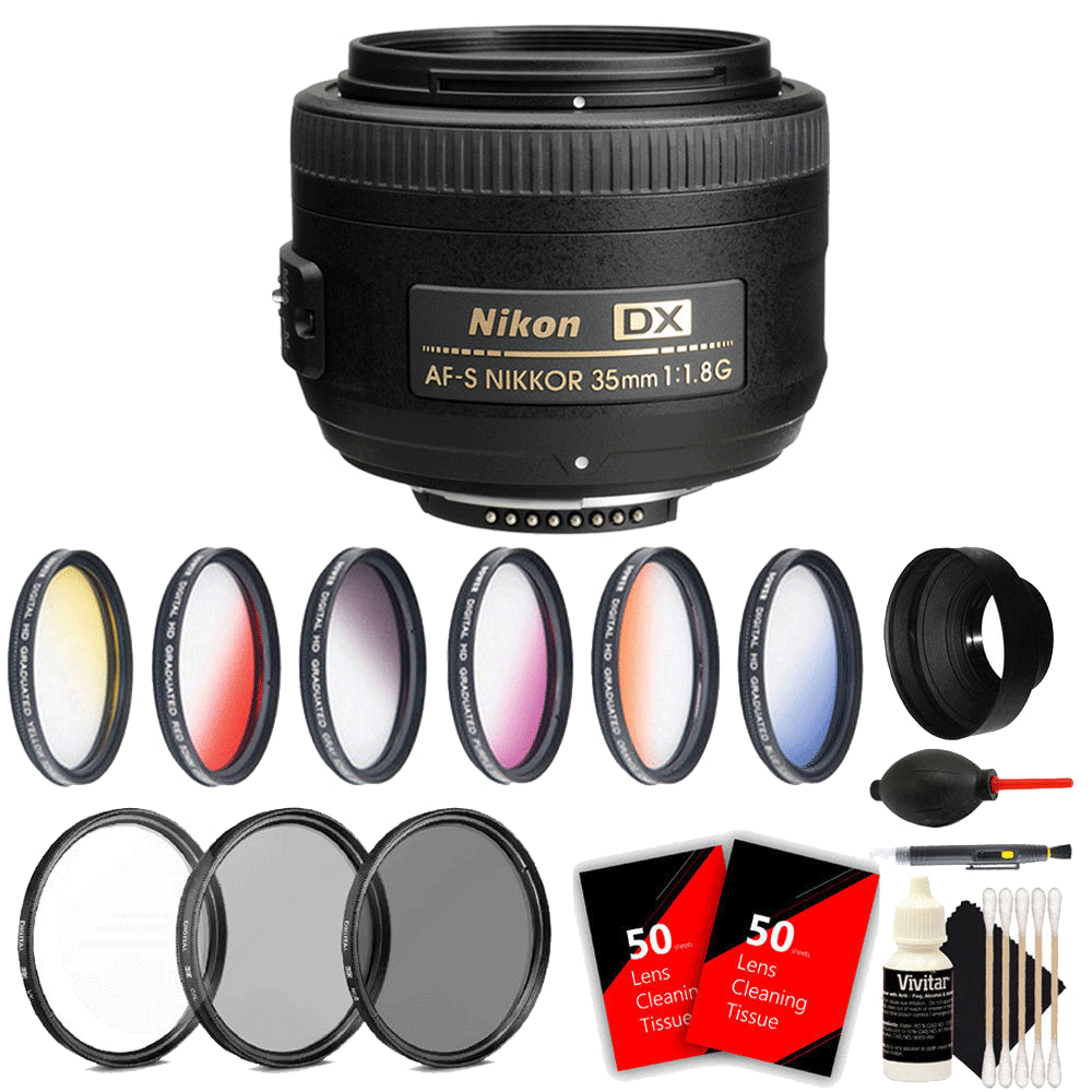 Nikon Af-s Dx Nikkor 35mm F 1.8g Lens With Accessory Bundle For Nikon 