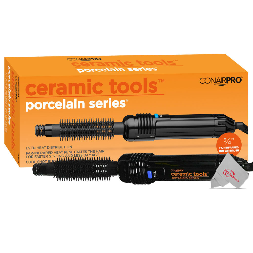 Conair CPP75A 0.75 in. Pro Ceramic Tools Porcelain Series Far-Infrared Hot  Air Brush 