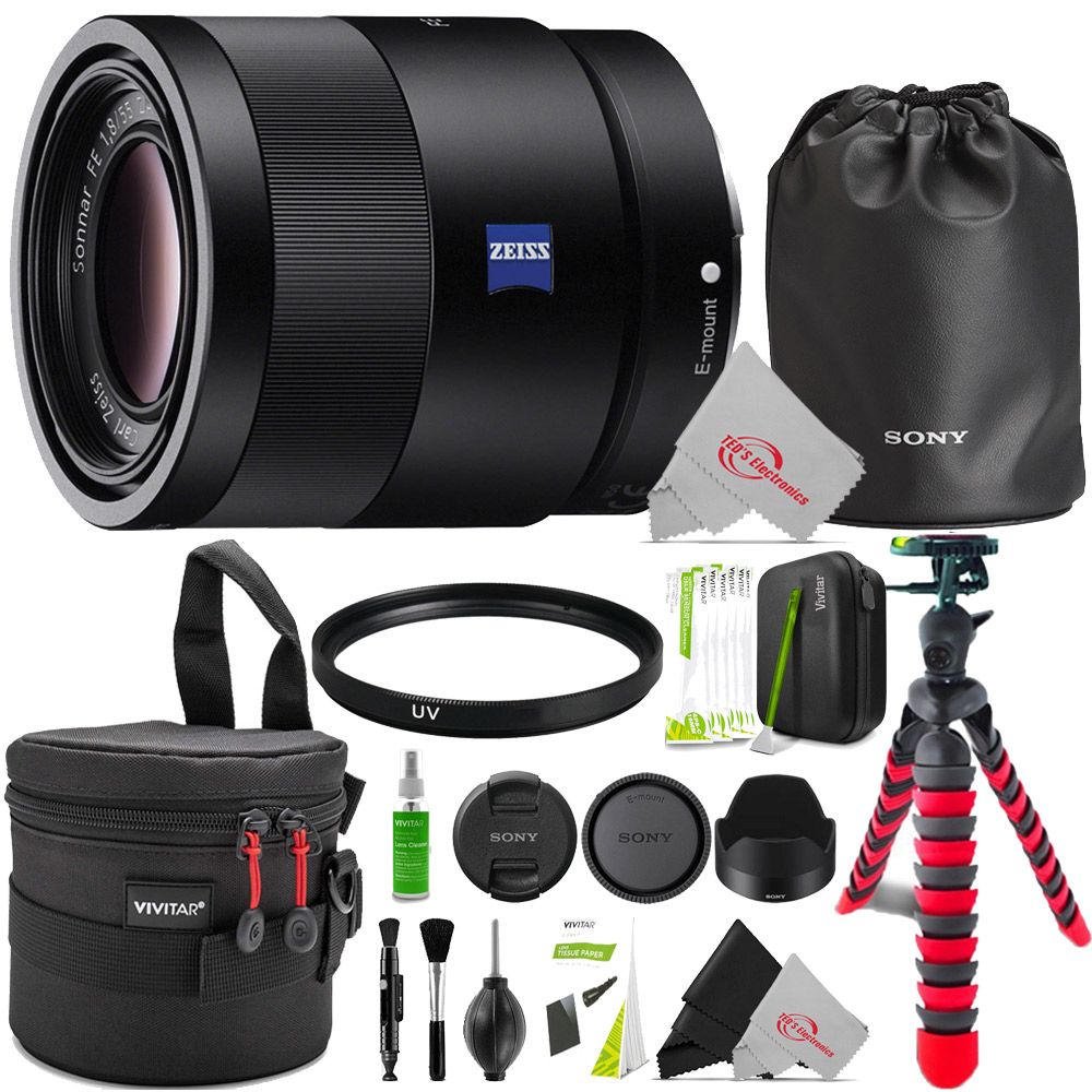 Sony Sonnar T Fe 55MM F/1.8 Za SEL55F18Z E-Mount + Essential Accessory Kit