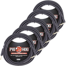 5x Pig Hog Tour Grade 18.5ft 1/4"-1/4" Cables - Straight to Right Angle