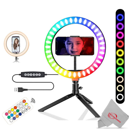 Vivitar Vlog Essentials 10 Inch Full Color RGB LED Ring Light 360° Rotation with Phone Cradle Remote and Tripod