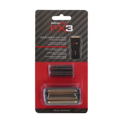 3x BaByliss Pro FX3 Replacement Foil Head for FX3 Shaver - Black #FXX3RFB