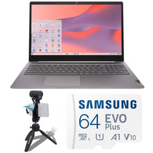 Lenovo IdeaPad 3i Chromebook 15.6" FHD Intel Celeron Laptop - 4GB Memory with 64GB eMMC Storage (Artic Grey) with Sennheiser MKE 200 Mobile Kit and Samsung 64GB microSDXC Card