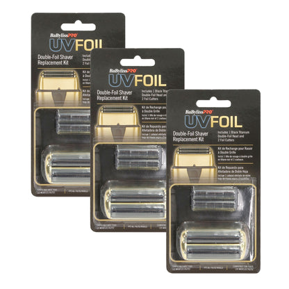 BaByliss Pro UVFOIL Double-Foil Shaver Replacement Kit [Double-Foil & 2 Cutters] - Gold #FXLRF2G - 3 Units