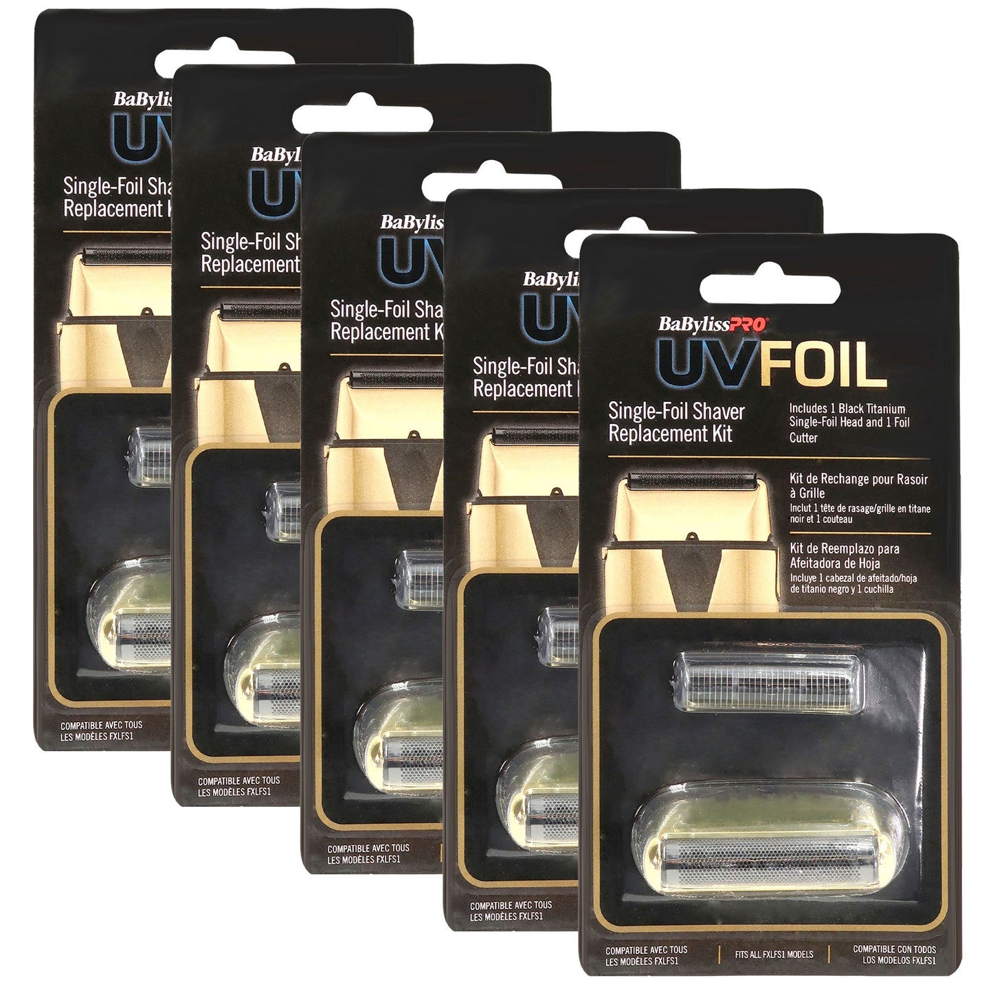 BaByliss Pro UVFOIL Single-Foil Shaver Replacement Kit [Single-Foil & Cutters] - Gold #FXLRF1G - 5 Units