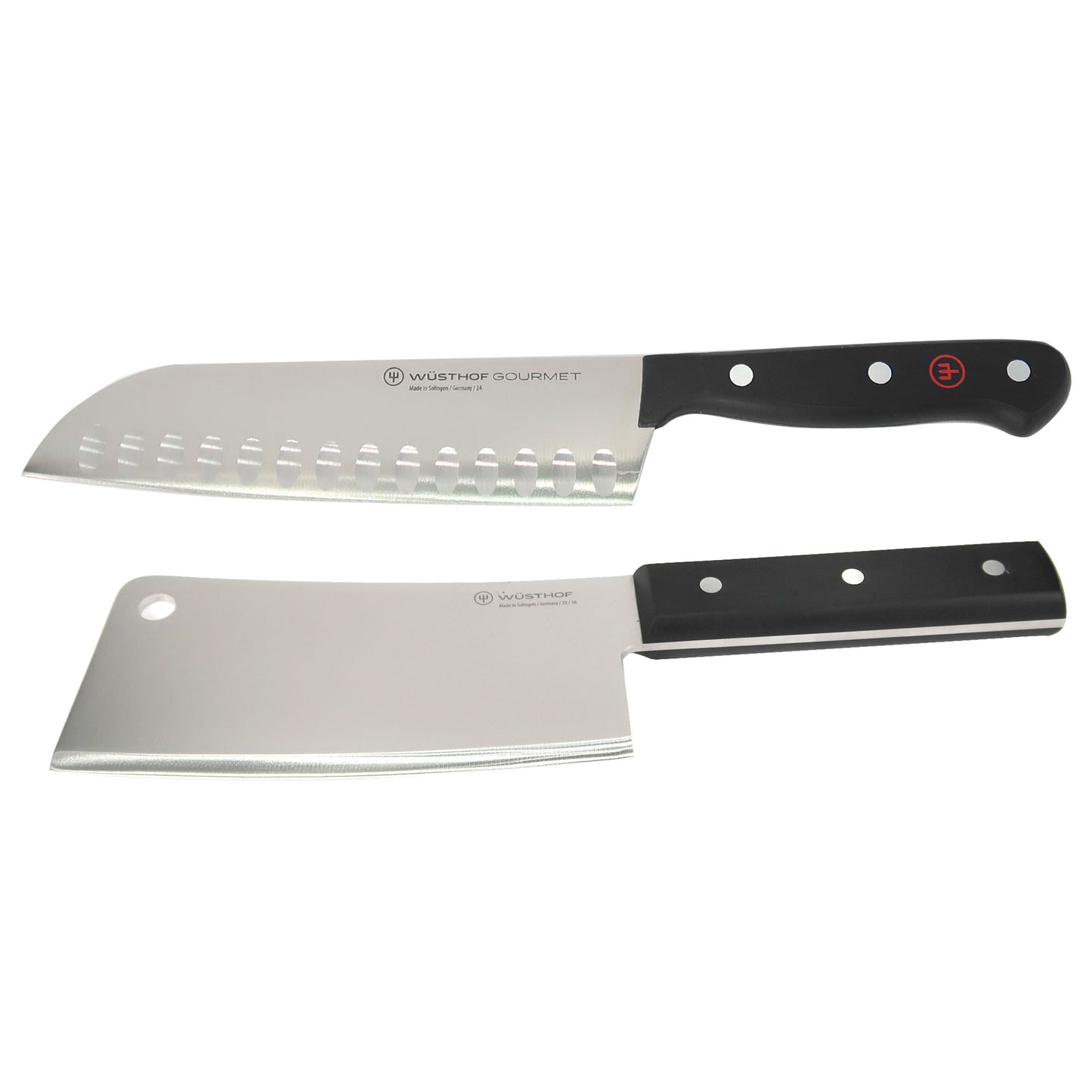 WÜSTHOF Classic 6" Cleaver Knive with Wusthof Gourmet 7" Hollow Edge Santoku Knife