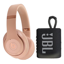 Beats Studio Pro x Kim Kardashian Bluetooth Noise Cancelling Headphones - Dune with JBL Go 3 Portable Waterproof Bluetooth Speaker (Black)