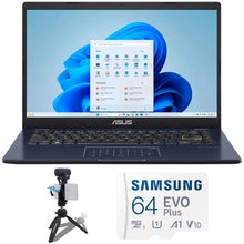 ASUS 14" FHD Laptop - Intel Pentium N6000, 4GB RAM, 64GB eMMC (Black) with Sennheiser MKE 200 Mobile Kit and 64GB EVO Plus UHS-I microSDXC Card