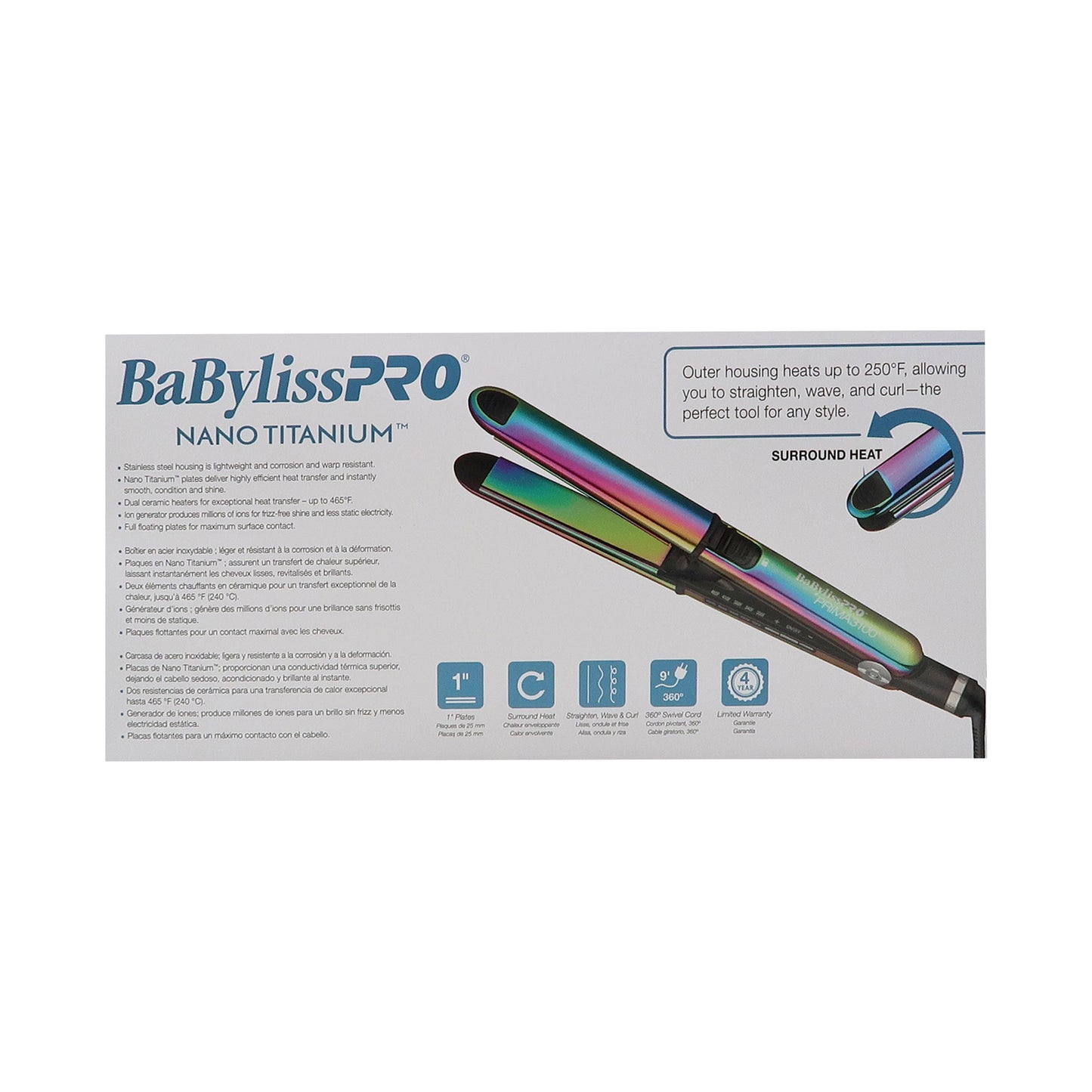 BaByliss Pro LIMITED EDITION Nano Titanium Prima 3100 1'' Ultra-Thin Flat Iron BNTRB3100TUC with Prima2000 3/4" Mini Flat / Curling Iron BNTBRB2000UC