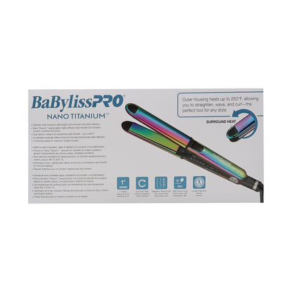 BaByliss Pro LIMITED EDITION Nano Titanium Prima 3100 1'' Ultra-Thin Flat Iron Iridescent with LIMITED EDITION Nano Titanium Prima 3000 1¼" Flat Iron Midnight Purple