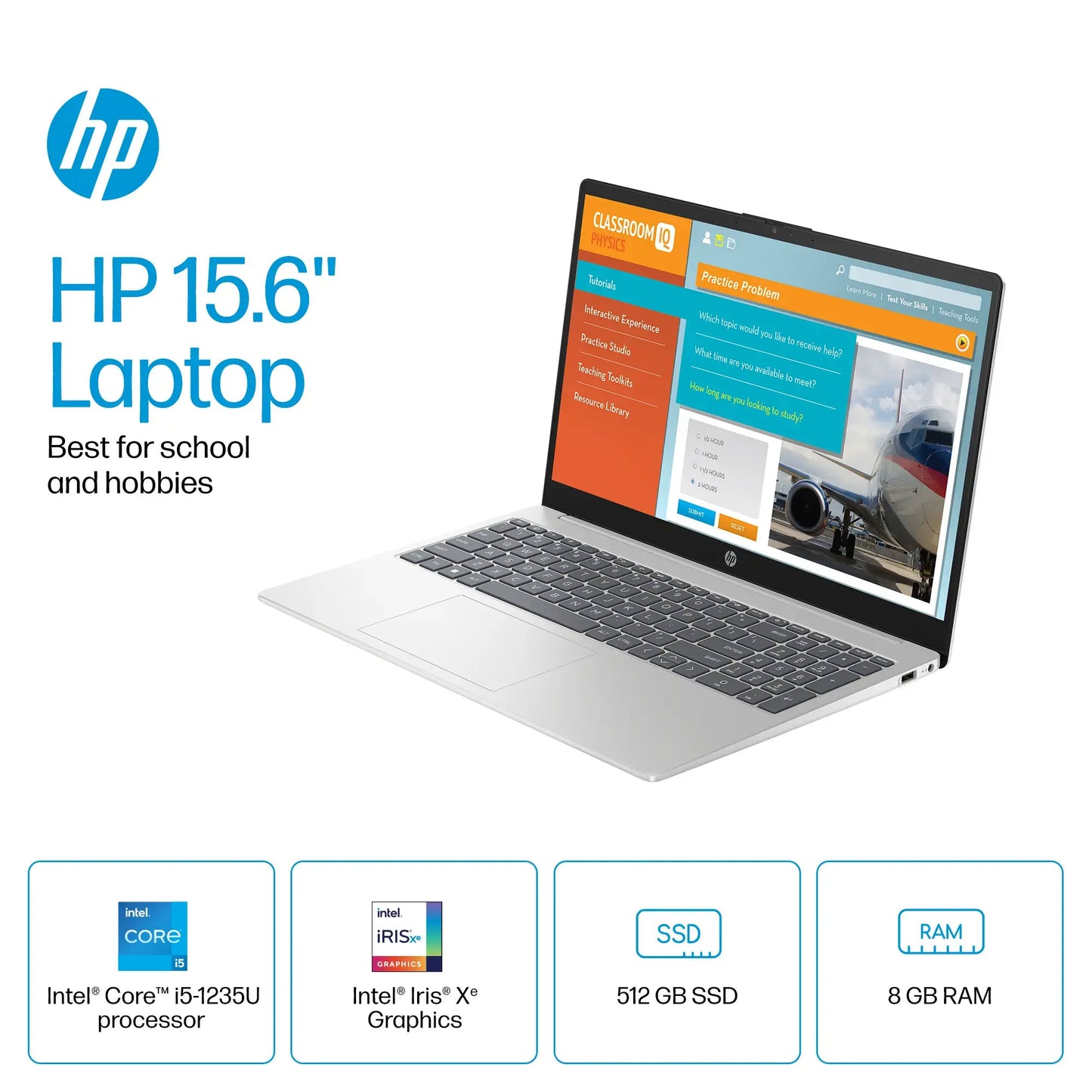 HP 15.6" Touch-Screen Laptop, Intel Core i5, 8GB Memory, 512GB SSD (NaSilver) with Splash Proof Wear Resistant Polyester Fiber Laptop Bag