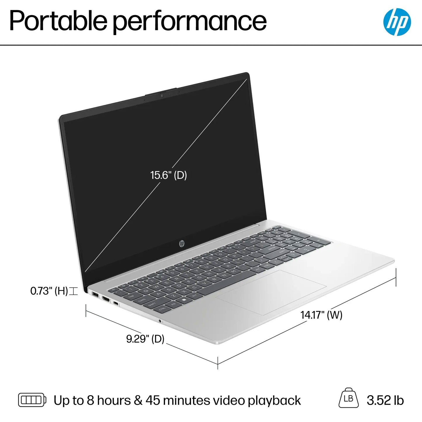 HP 15.6" Touch-Screen Laptop, Intel Core i5, 8GB Memory, 512GB SSD (NaSilver) with 10FT USB 2.0 480MBPS Type A Male To B Male Cable and HDMI Cable