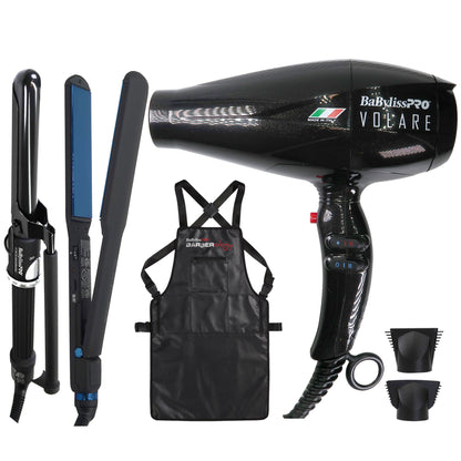 BaByliss Pro Volare Nano Titanium Professional Quality Italian Performance Hair Dryer 2000-Watt Blow Dryer (Black) #BVOL1 + Accessory Bundle