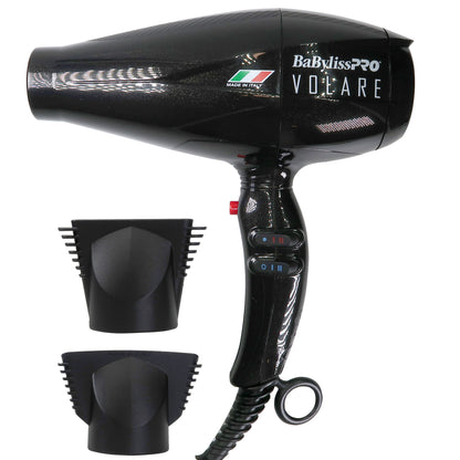 BaByliss Pro Volare Nano Titanium Professional Quality Italian Performance Hair Dryer 2000-Watt Blow Dryer (Black) #BVOL1 + Accessory Bundle