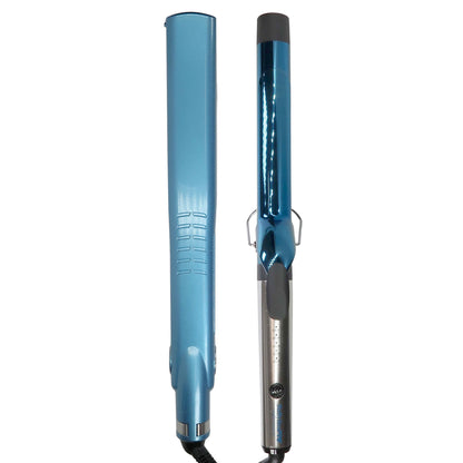 BaByliss Pro Nano Titanium Professional Dual Ionic Flat Iron 1¼" #BNT9125TUC (Dual Voltage) with BaByliss Pro Nano Titanium Extended Barrel Curling Iron BNTW125XLUC