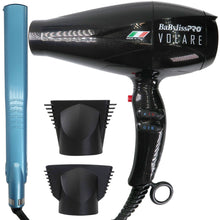 BaByliss Pro Volare Nano Titanium Italian Performance Hair Dryer (Black) #BVOL1 with BaByliss Pro Nano Titanium Dual Ionic Flat Iron 1¼" #BNT9125TUC (Dual Voltage)