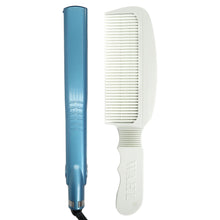 BaByliss Pro Nano Titanium Professional Dual Ionic Flat Iron 1¼" #BNT9125TUC (Dual Voltage) with Wahl Flat Top Comb White