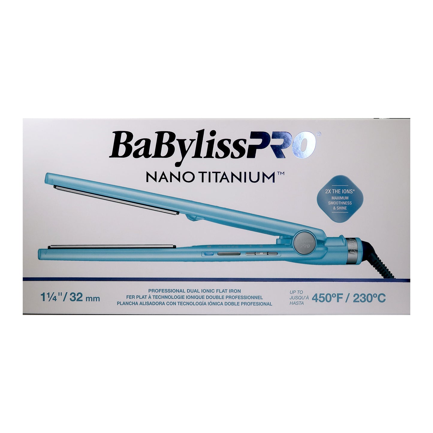 BaByliss Pro Nano Titanium Professional Dual Ionic Flat Iron 1¼" #BNT9125TUC (Dual Voltage) with Wahl Flat Top Comb White