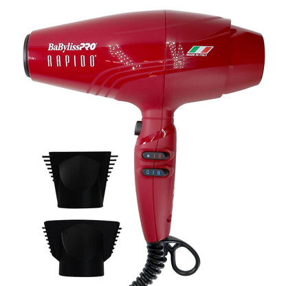 BaByliss Pro Rapido Nano Titanium Italian Performance Hair Dryer (Red) BRRAP1 with BaByliss Pro Texturizing Comb