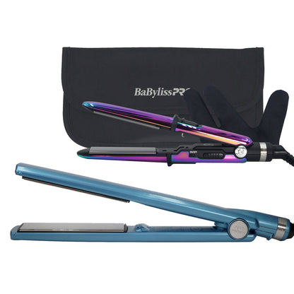 BaByliss Pro Nano Titanium Dual Ionic Flat Iron 1¼" #BNT9125TUC with Nano Titanium Prima2000 3/4" Mini Flat / Curling Iron Iridescent #BNTBRB2000UC