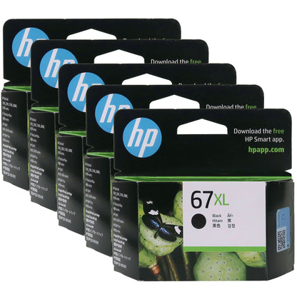 5x HP 67XL High Yield Black Original Ink Cartridge