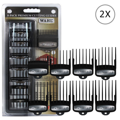 2x Wahl 8-Pack Premium Cutting Guides Fits All Wahl Full Size Clipper Blades (Except Competition Series)