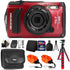 OM SYSTEM Tough TG-7 Digital Camera (Red) with 32GB Memory Card Accessory Kit