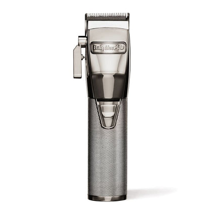 Babyliss Pro FX788S Silver FX Metal Lithium Cordless Trimmer with FX870S Cordless Clipper and Cordless Double Foil Shaver FXFS2S + Barber Apron