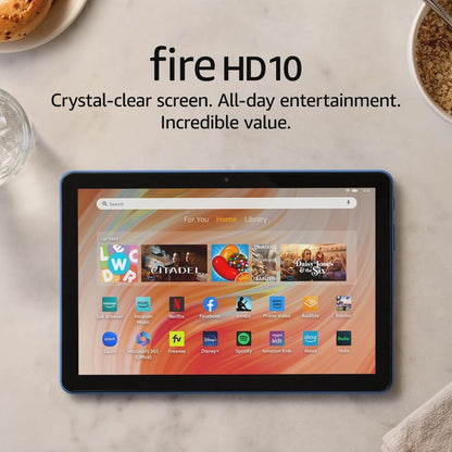 Amazon Fire HD 10 10.1" 32GB Wi-Fi Tablet, 13th Gen, Vibrant Full HD Screen, Ocean + Accessories