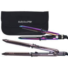 BaByliss Pro LIMITED EDITION Nano Titanium Prima 3000 Flat Iron Midnight Purple - 1¼" #BNTP3000TUC with Nano Titanium Prima2000 3/4" Mini Iron Iridescent BNTBRB2000UC