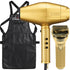 BaByliss Pro FXBDG1 GoldFX High Performance Turbo Dryer with FXONE GOLDFX Interchangeable-Battery Shaver FX79FSG and Barber Apron