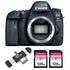 Canon EOS 6D MK II DSLR Camera (Body) with Transcend 128GB SDXC/SDHC 300S Memory Card TS128GSDC300S and VidPro USB 2.0 Type-C microSD and SD Card Reader