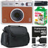 FUJIFILM INSTAX MINI EVO Hybrid Instant Camera (Brown) + Film, Case, Memory Card & Card Reader