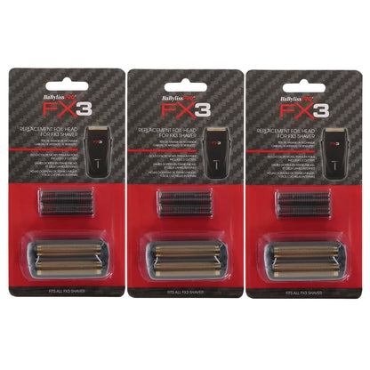 3x BaByliss Pro FX3 Replacement Foil Head for FX3 Shaver - Black #FXX3RFB