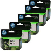 5x HP 62XL High Yield Black Original Ink Cartridge - 600 Pages (C2P05AA)