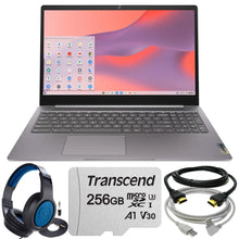 Lenovo IdeaPad 3i Chromebook 15.6" FHD Intel Celeron Laptop - 4GB Memory with 64GB eMMC Storage (Artic Grey) with 256GB microSDXC Card and Accessory Bundle