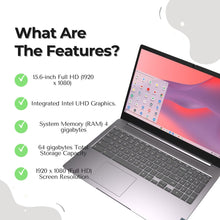 Lenovo IdeaPad 3i Chromebook 15.6" FHD Intel Celeron Laptop - 4GB Memory with 64GB eMMC Storage (Artic Grey) with 256GB microSDXC Card and Accessory Bundle