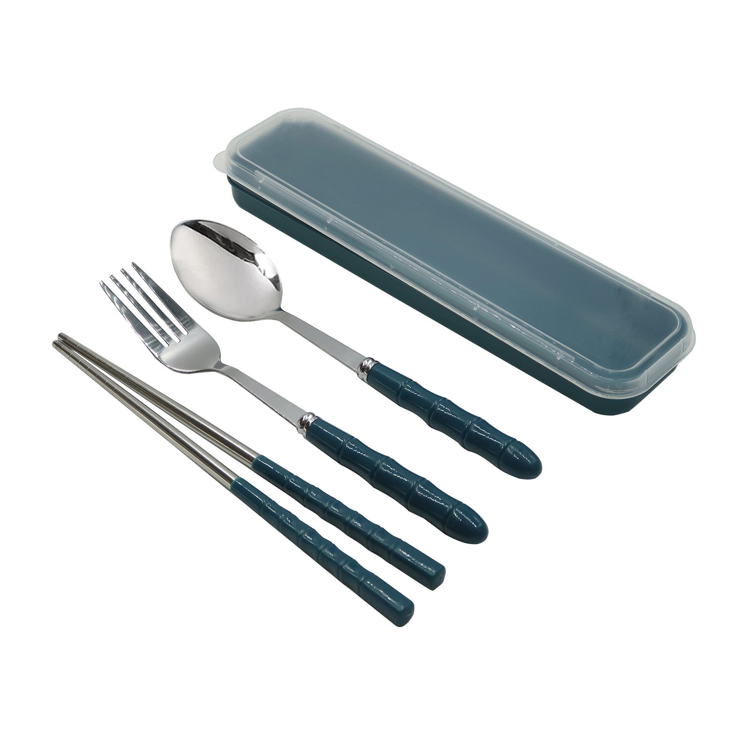 Eco-Friendly Stainless Steel Cutlery Set – Spoon, Fork & Chopsticks in Convenient Case for Students, Camping, Weddings and Travel - 10 Units