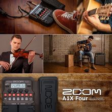 Zoom A1X Four Acoustic Instrument Multi-Effect Processor with Samson SR350 Over-Ear Stereo Headphones and Instrument Cable + Pig Hog 9V Power Supply