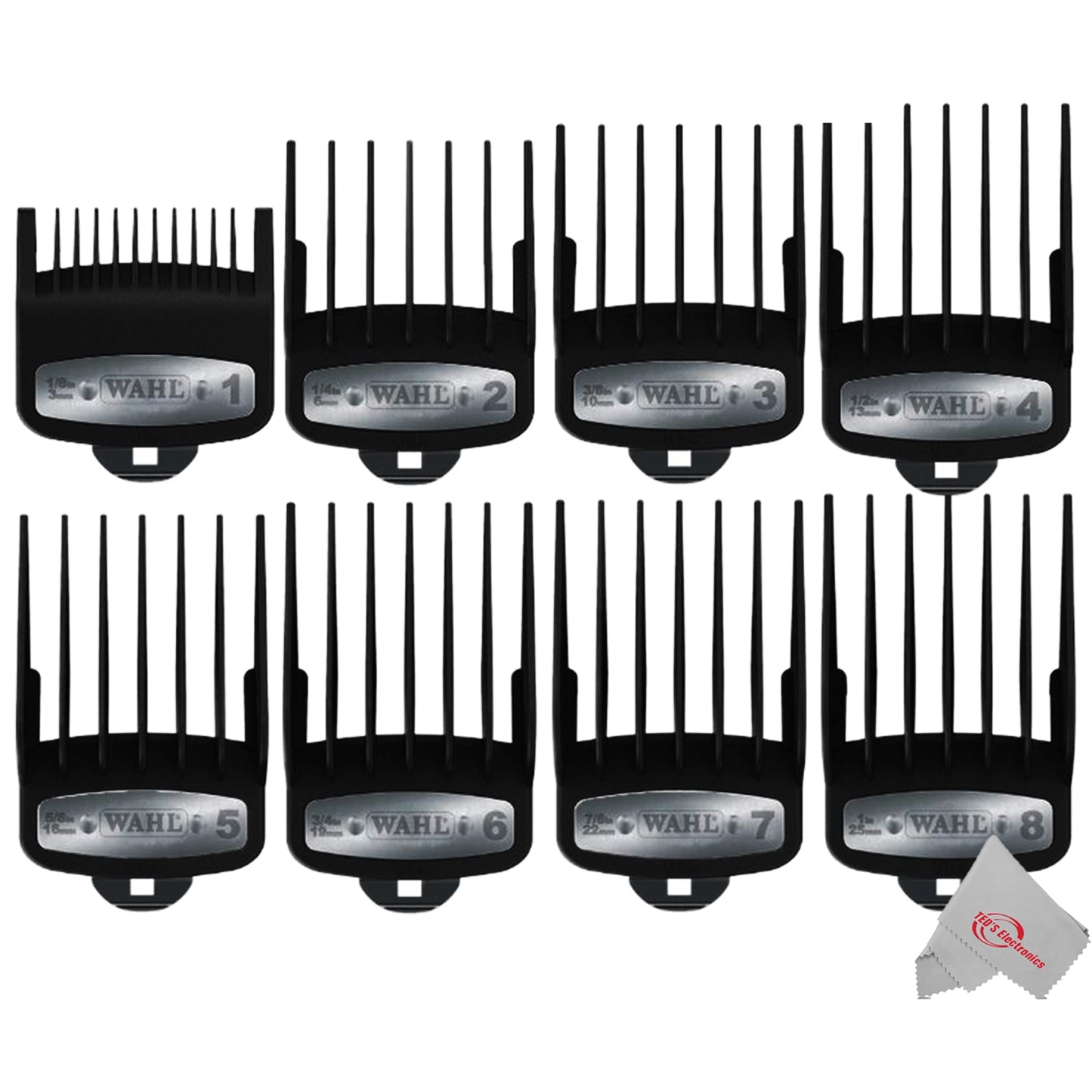 2x Wahl 8-Pack Premium Cutting Guides Fits All Wahl Full Size Clipper Blades (Except Competition Series)