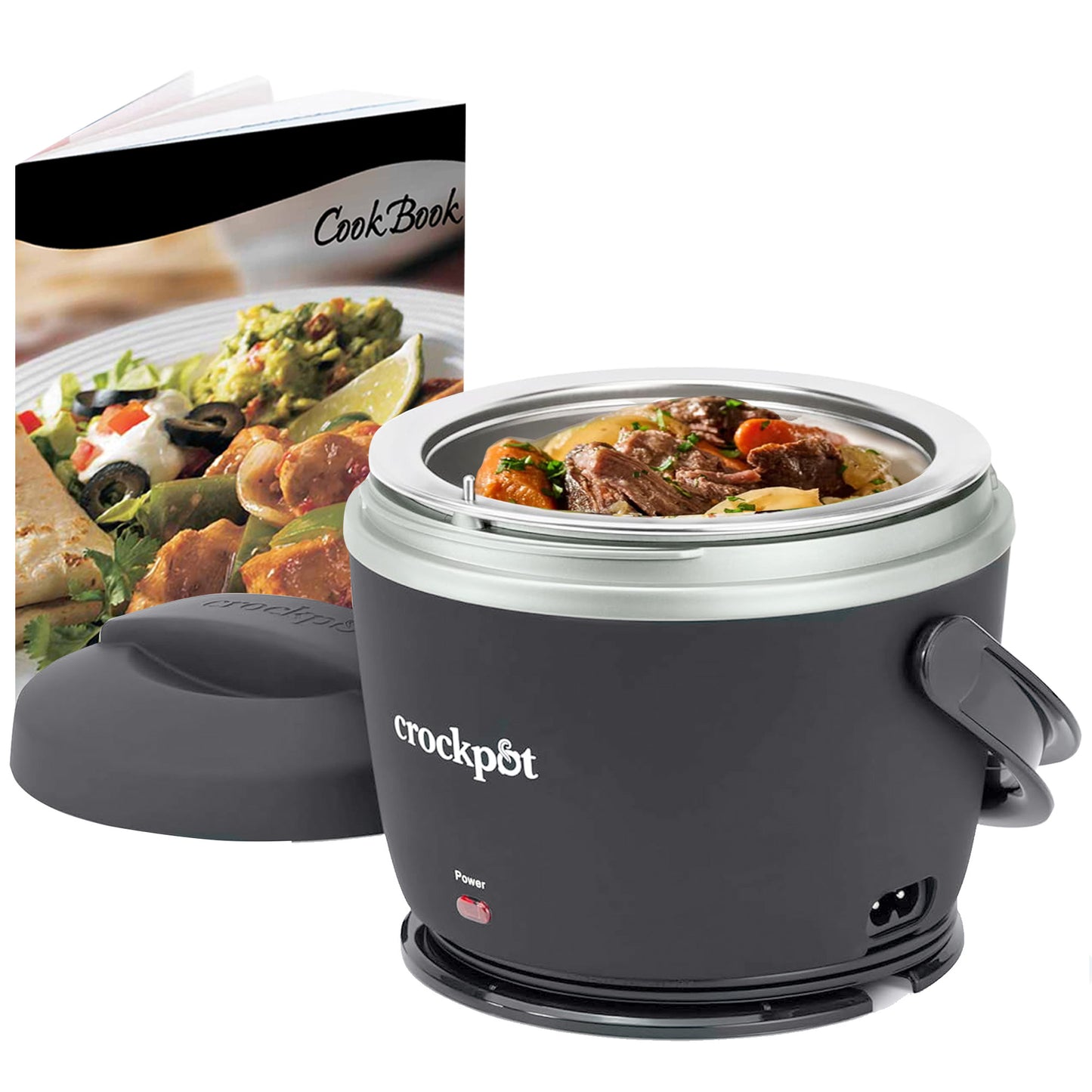 Crock-Pot Electric Lunch Box, Portable Food Warmer for On-the-Go, 20-Ounce (591 mL), Black Licorice + Easy & Delicious Crock-Pot Recipes