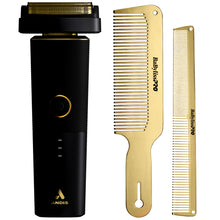 Andis 17300 reSURGE Foil Wet / Dry Shaver with BaByliss Pro Barberology GoldFX Metal Comb Set 9" Clipper Comb and 7.5" Cutting Comb