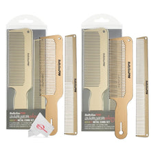 2 Pieces BaByliss Pro Barberology GoldFX Metal Comb Set 9" Clipper Comb and 7.5" Cutting Comb Gold