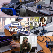 Zoom AMS-22 2x2 USB Audio Interface for Music and Streaming 2 Inputs / 2 Outputs with Samson SR350 Over-Ear Stereo Headphones and Pig Hog Cables