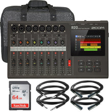 Zoom R20 Portable Multitrack Recorder + XLR Microphone Cable + TRS Cable Accessory Kit