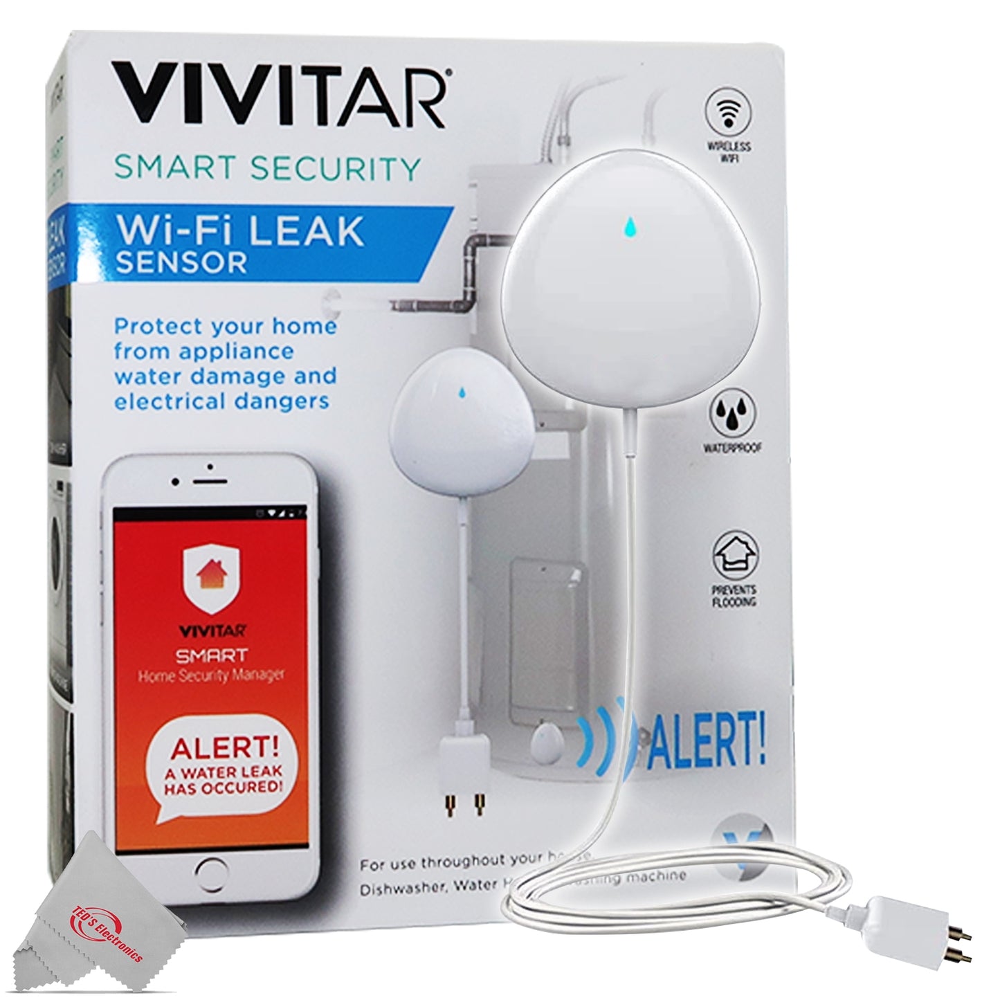 Smart Leak Sensor Wifi Enabled Sends Alerts to Your Mobile Device Protects Home from Water Damage and Electrical Dangers - 8 Units