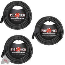 Pig Hog 8mm XLR Microphone Cable Male to Female 50 Ft Fully Balanced Premium Mic Cable  - 3 Units