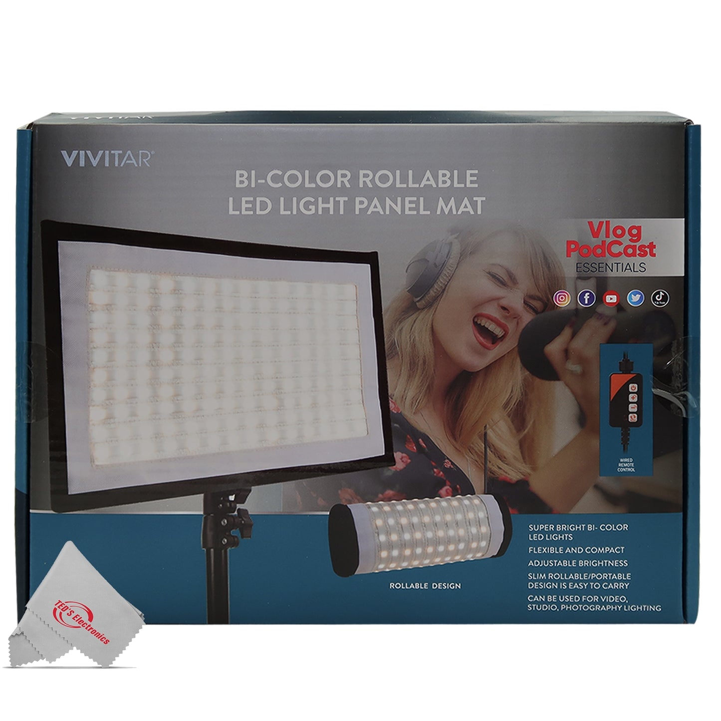 Vivitar Fabric 140 LED Light Panel Compact Mat upto 3000LM for Studio Lighting  with 71" Adjustable Light Stand